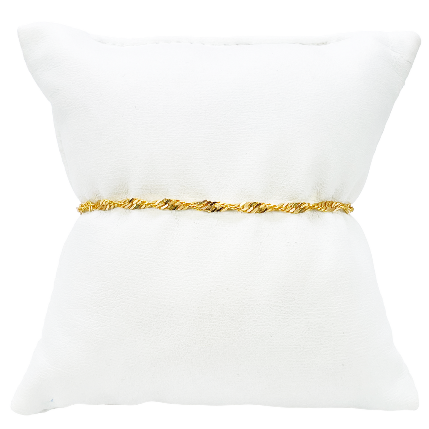 22ct Yellow Gold High Polished Lightweight Twisted Ripple Chain Bracelet & Charm 