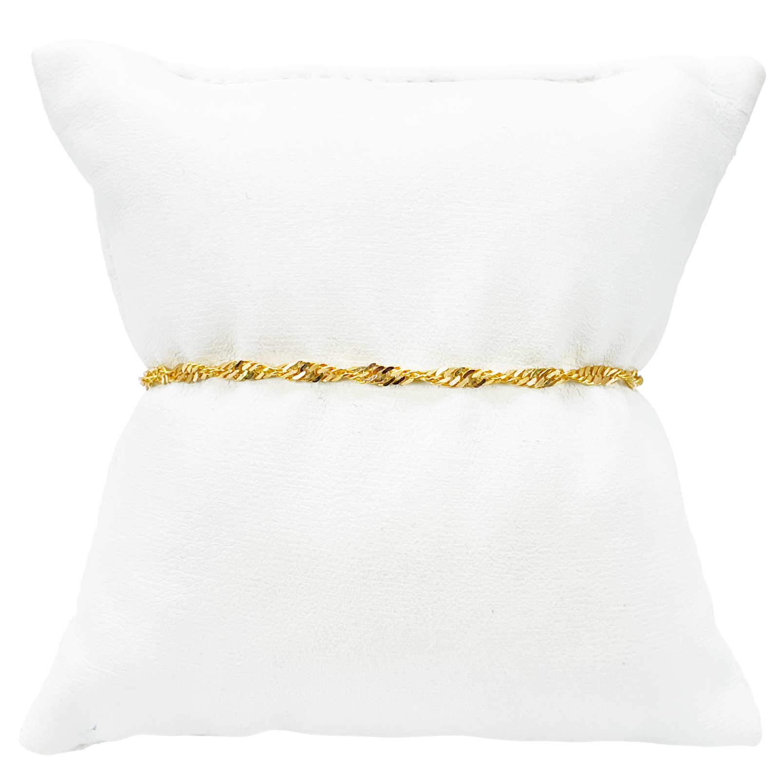 22ct Yellow Gold High Polished Lightweight Twisted Ripple Chain Bracelet & Charm 