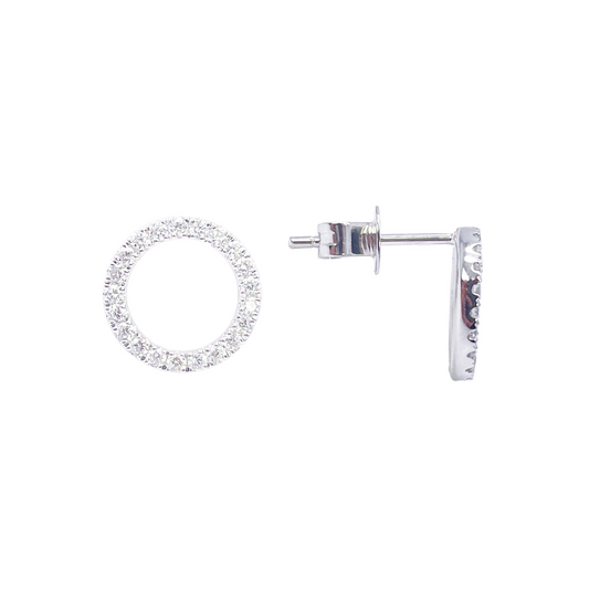 18ct White Gold Natural Diamond Circle of Life Pave Stud Earrings 0.30ct 