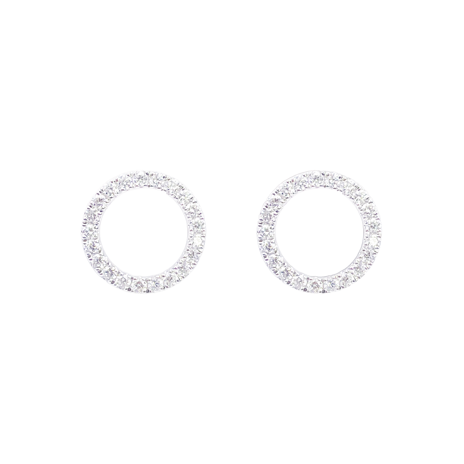 18ct White Gold Natural Diamond Circle of Life Pave Stud Earrings 0.30ct 