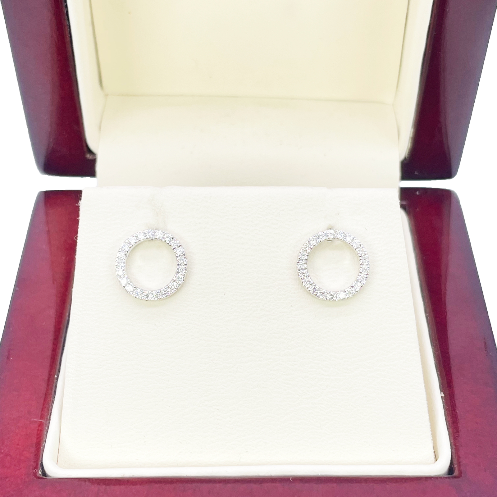 18ct White Gold Natural Diamond Circle of Life Pave Stud Earrings 0.30ct 