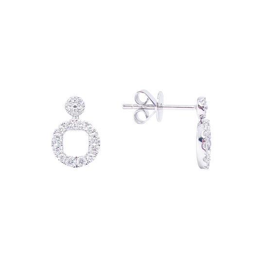 18ct White Gold Natural Diamond Circle of Life Pave Stud Earrings 0.30ct 