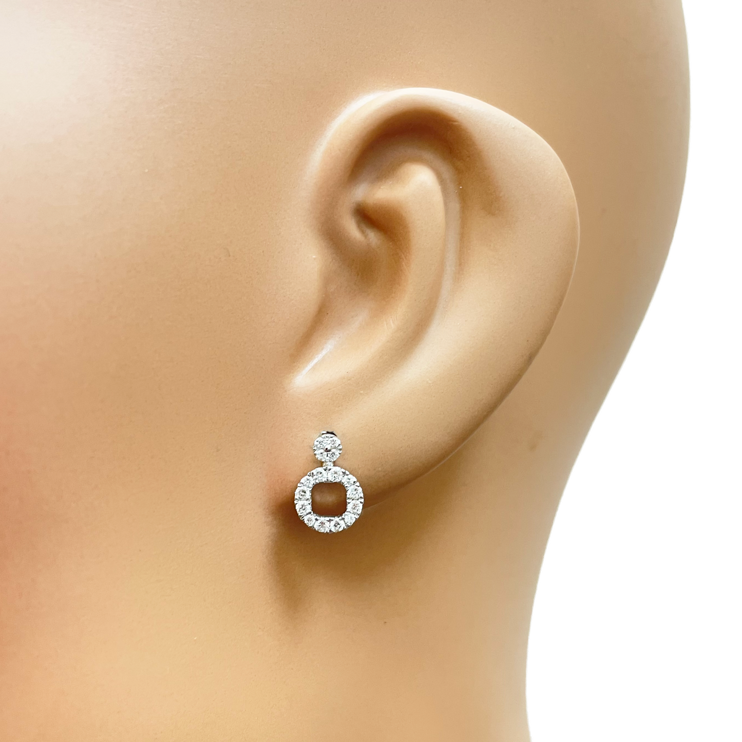 18ct White Gold Natural Diamond Circle of Life Pave Stud Earrings 0.30ct 