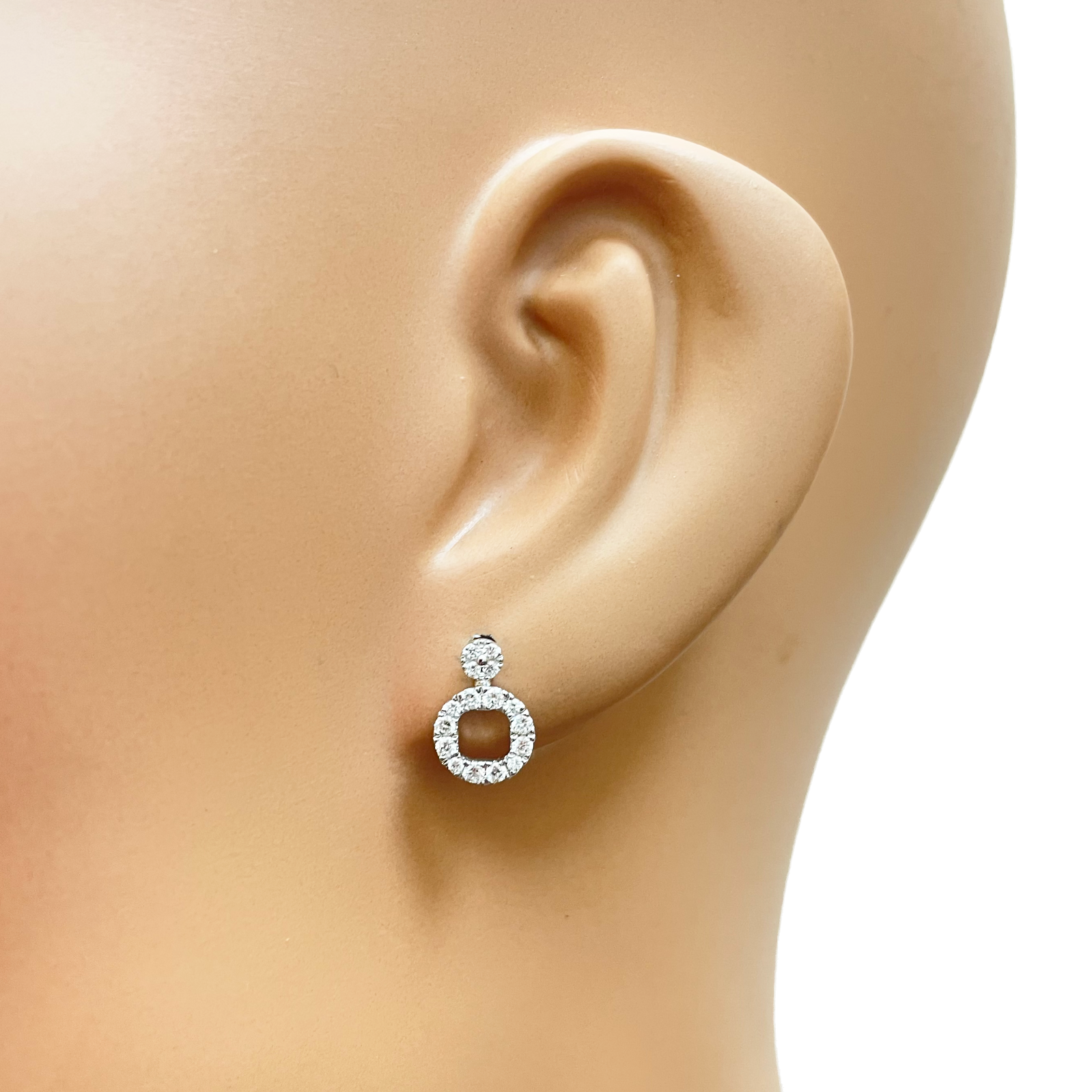 18ct White Gold Natural Diamond Circle of Life Pave Stud Earrings 0.30ct 