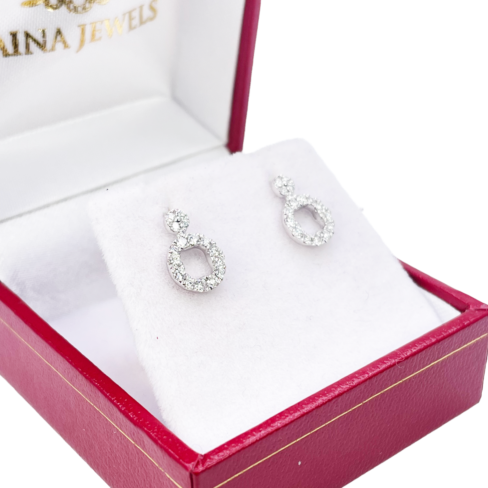 18ct White Gold Natural Diamond Circle of Life Pave Stud Earrings 0.30ct 
