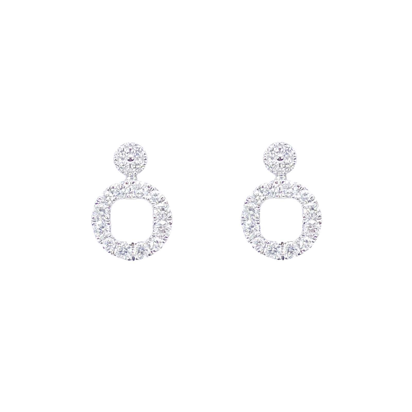 18ct White Gold Natural Diamond Circle of Life Pave Stud Earrings 0.30ct 