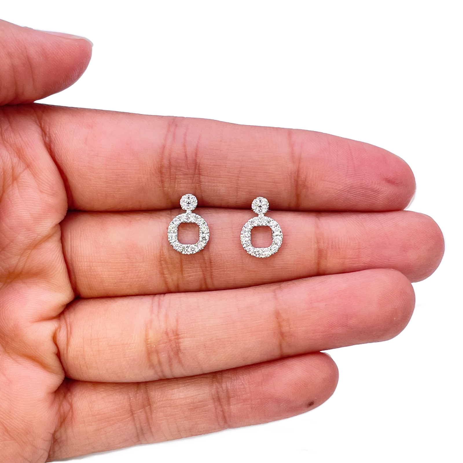 18ct White Gold Natural Diamond Circle of Life Pave Stud Earrings 0.30ct 