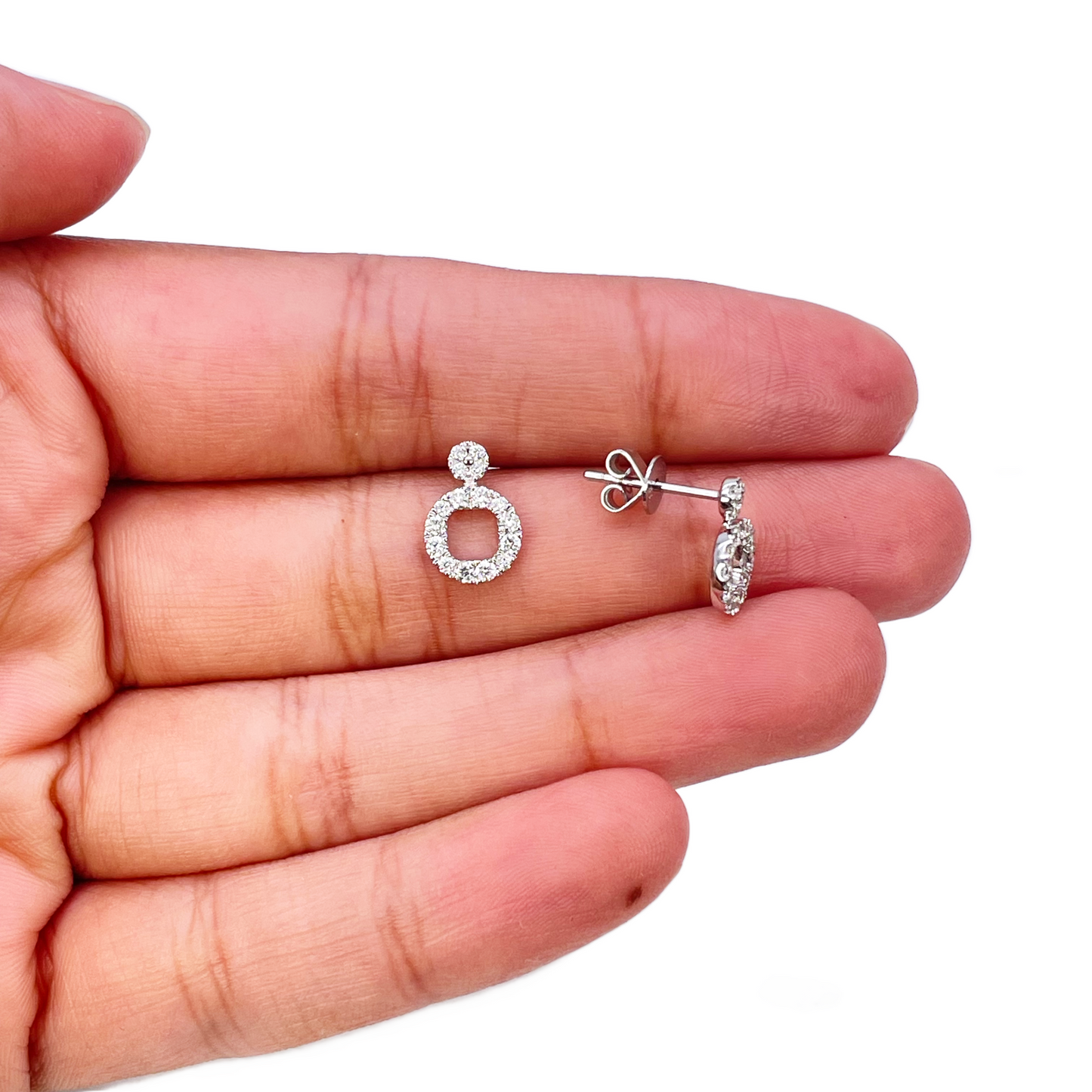 18ct White Gold Natural Diamond Circle of Life Pave Stud Earrings 0.30ct 