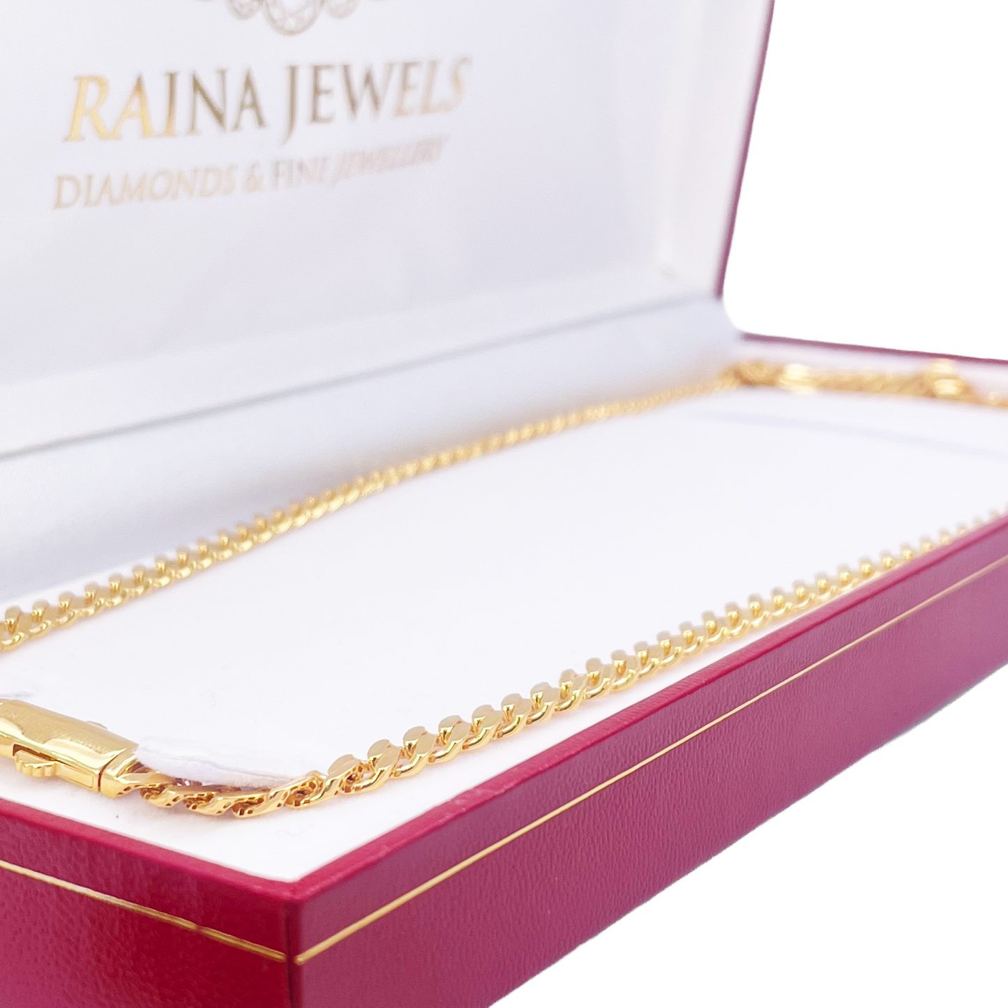 22ct Gold Cuban Link Curb Lightweight Chain Necklace 24 Inches 5.3mm Width 