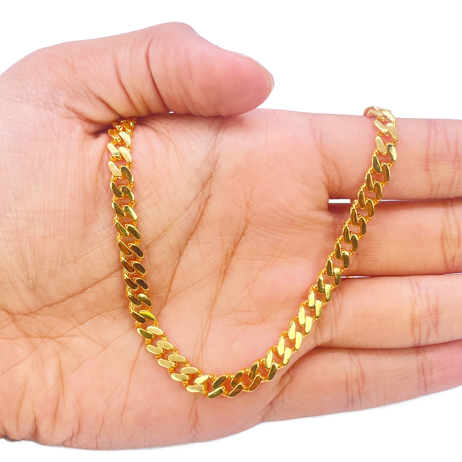 22ct Gold Cuban Link Curb Lightweight Chain Necklace 24 Inches 5.3mm Width 