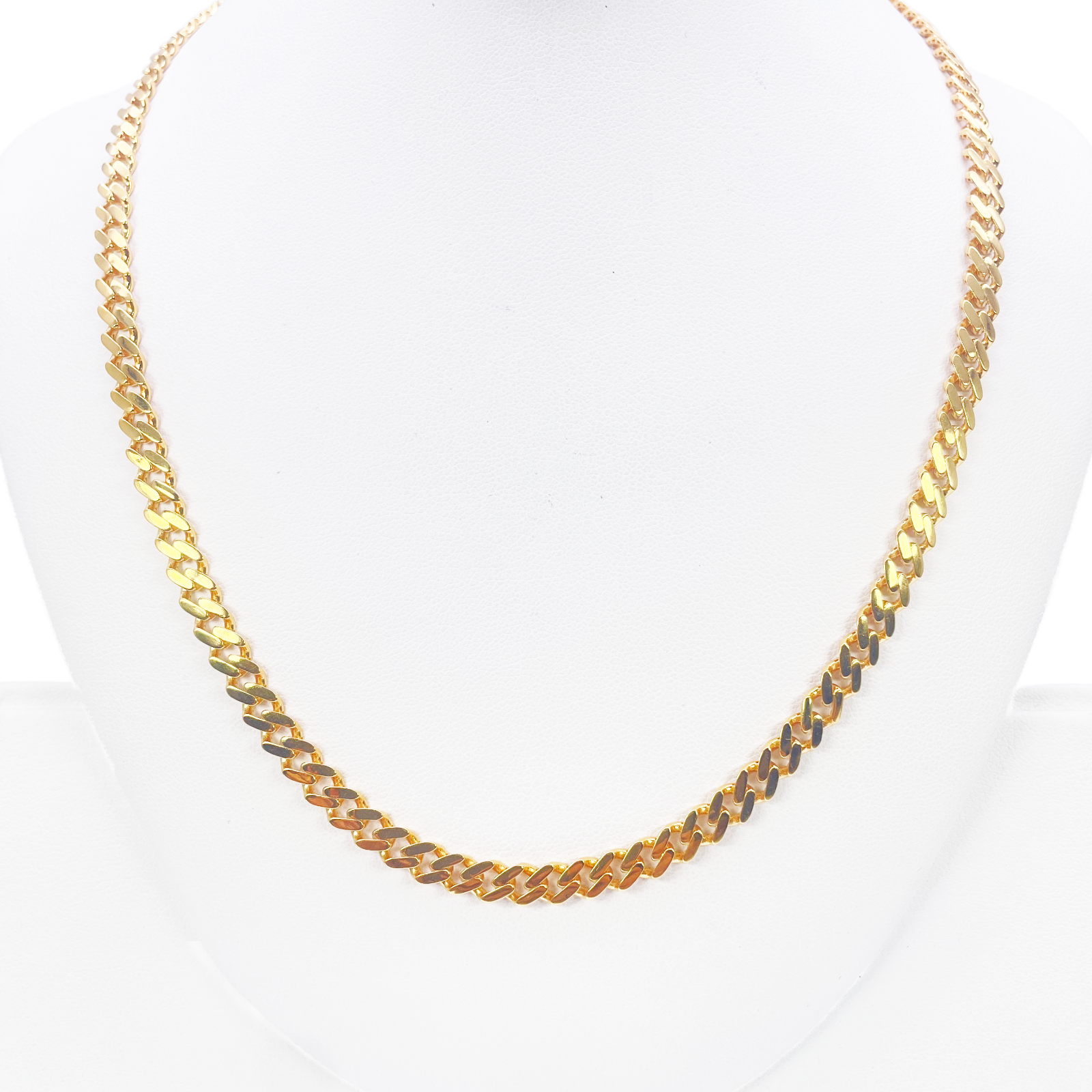 22ct Gold Cuban Link Curb Lightweight Chain Necklace 24 Inches 5.3mm Width 