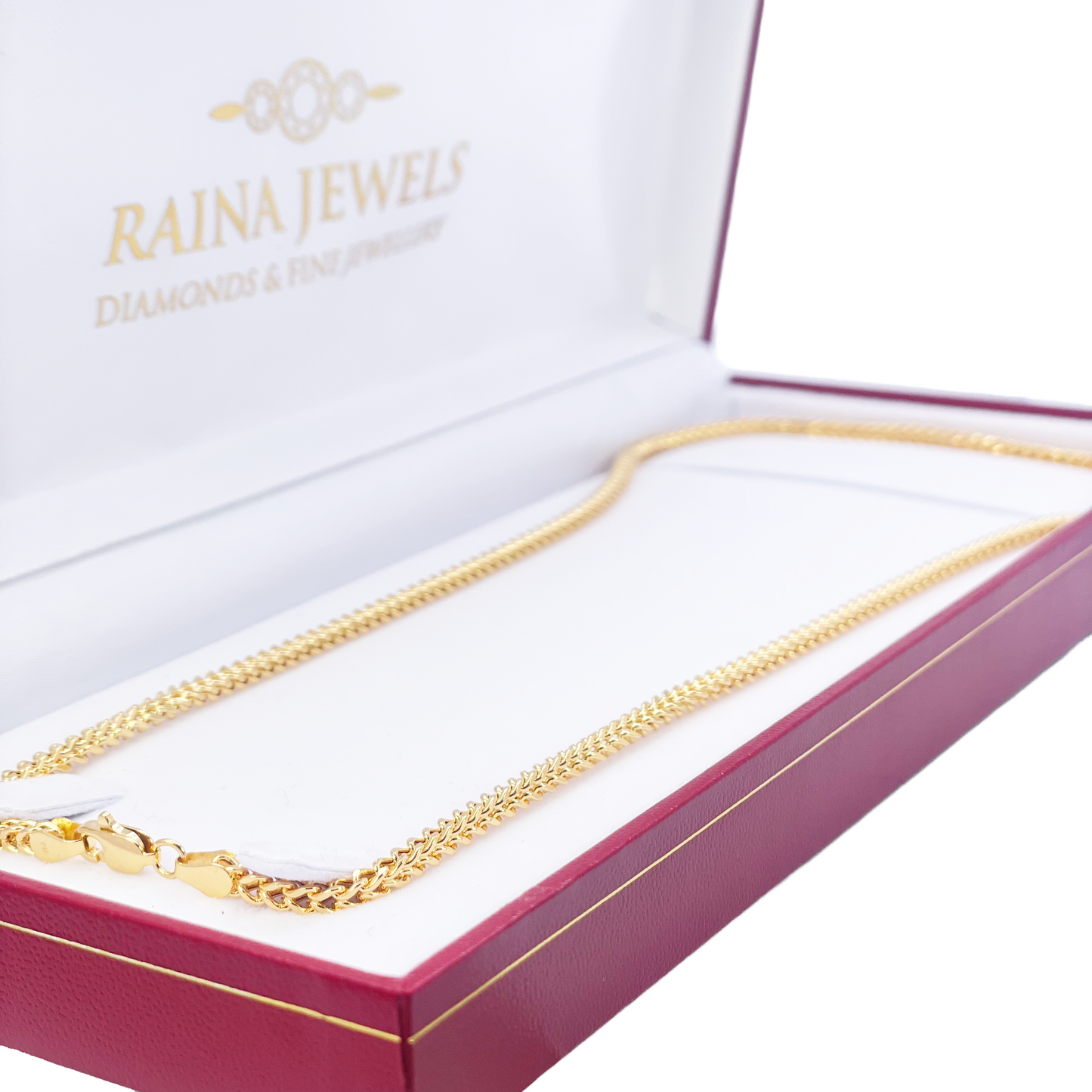 22ct Gold Necklace Foxtail Lightweight High Polished Chain 20 Inches 3mm Width 