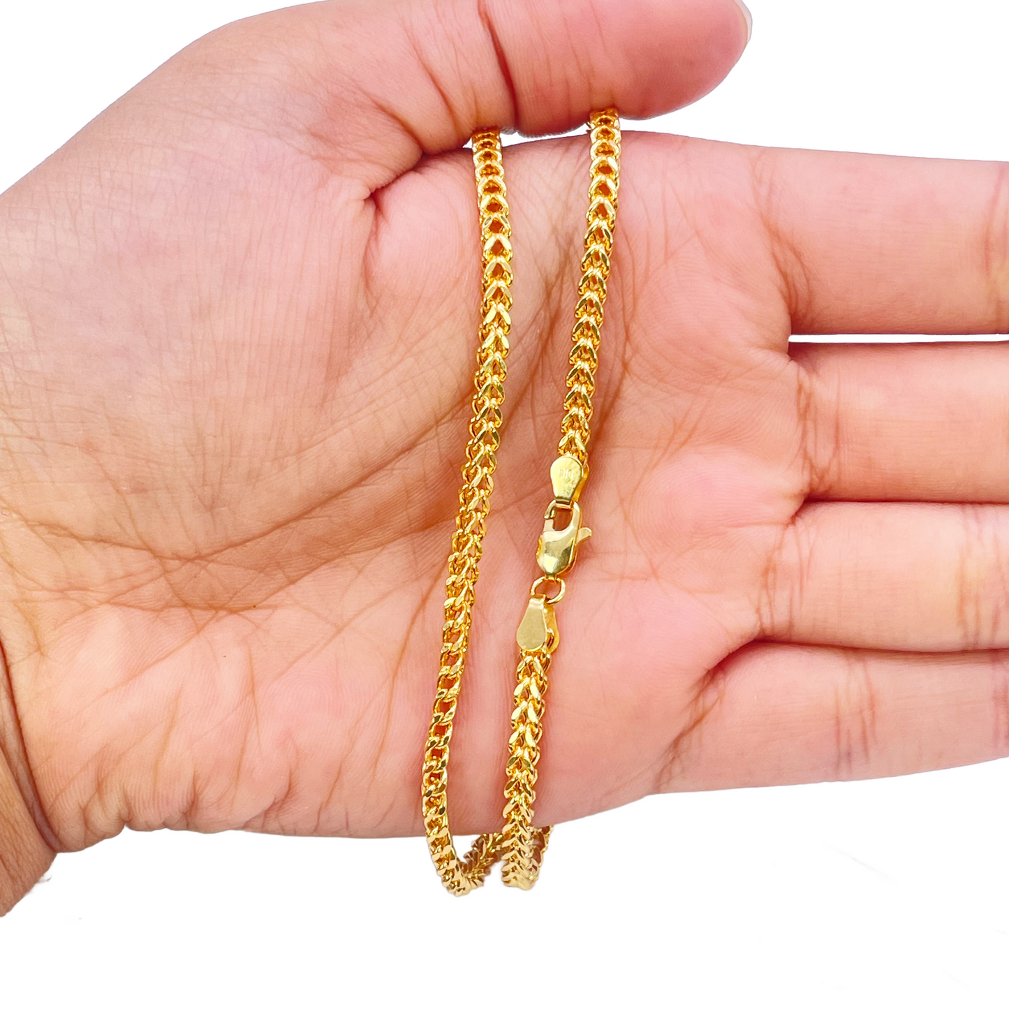 22ct Gold Necklace Foxtail Lightweight High Polished Chain 20 Inches 3mm Width 