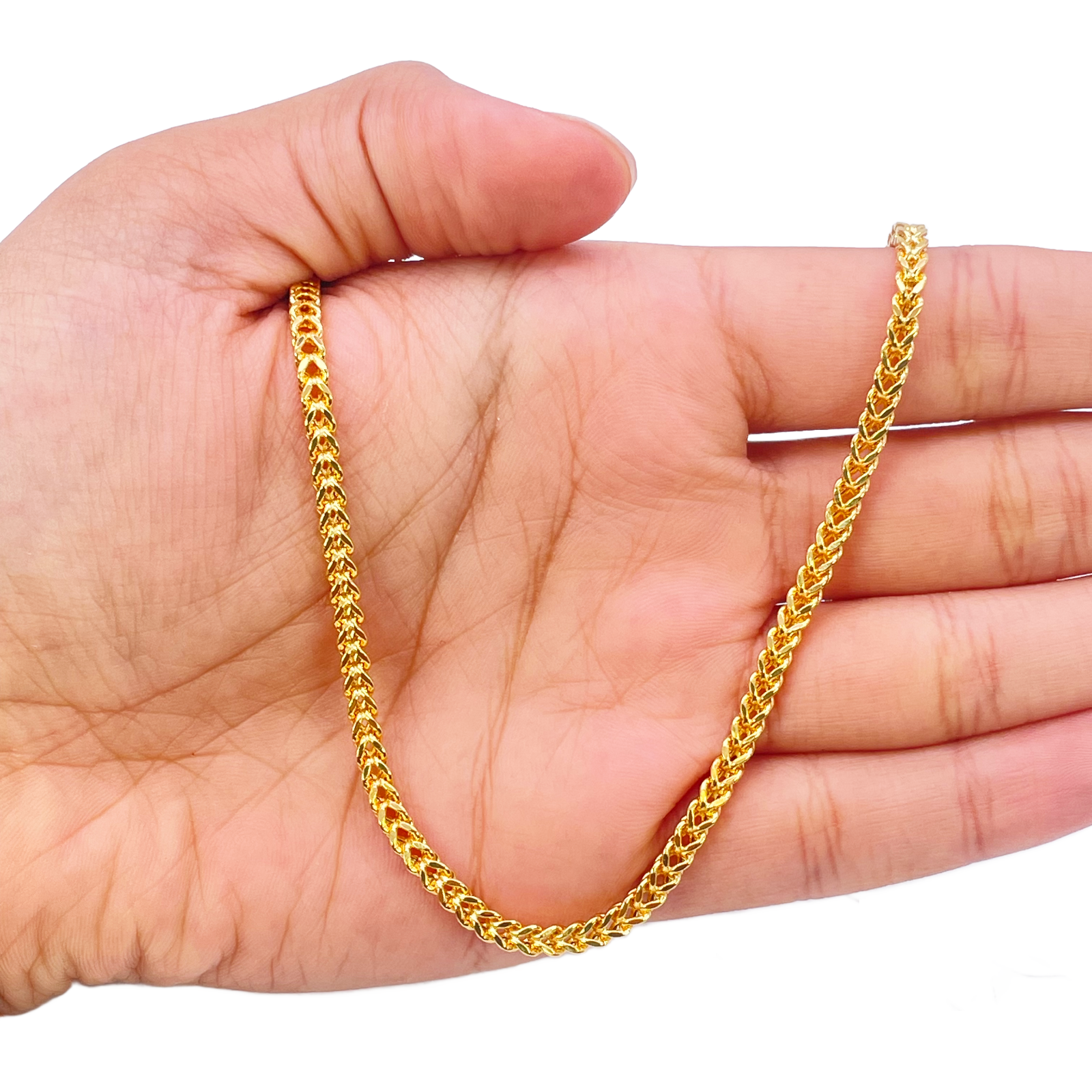 22ct Gold Necklace Foxtail Lightweight High Polished Chain 20 Inches 3mm Width 