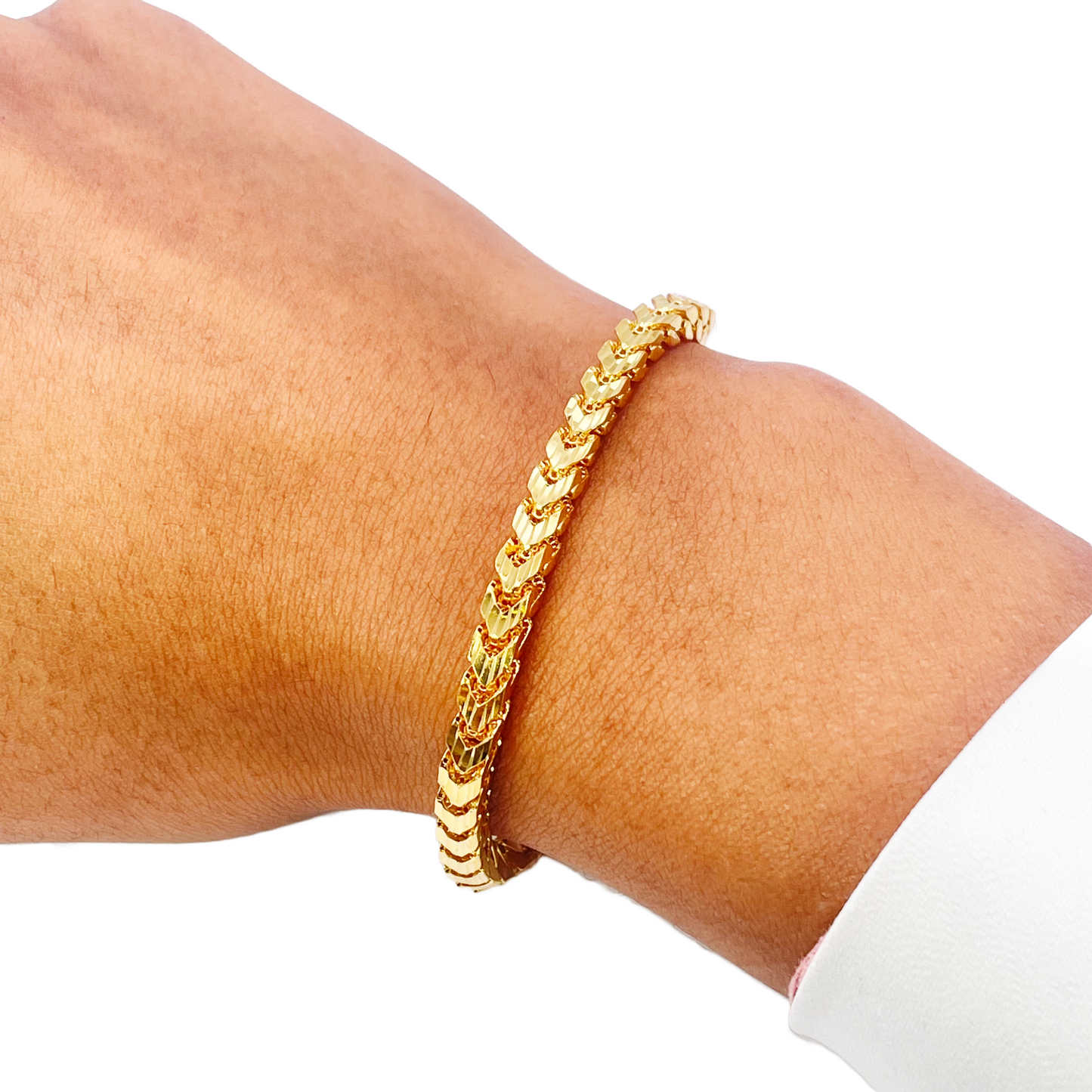 22ct Gold Bracelet Franco Diamond Cut High Polished Lightweight 8.5 Inches 
