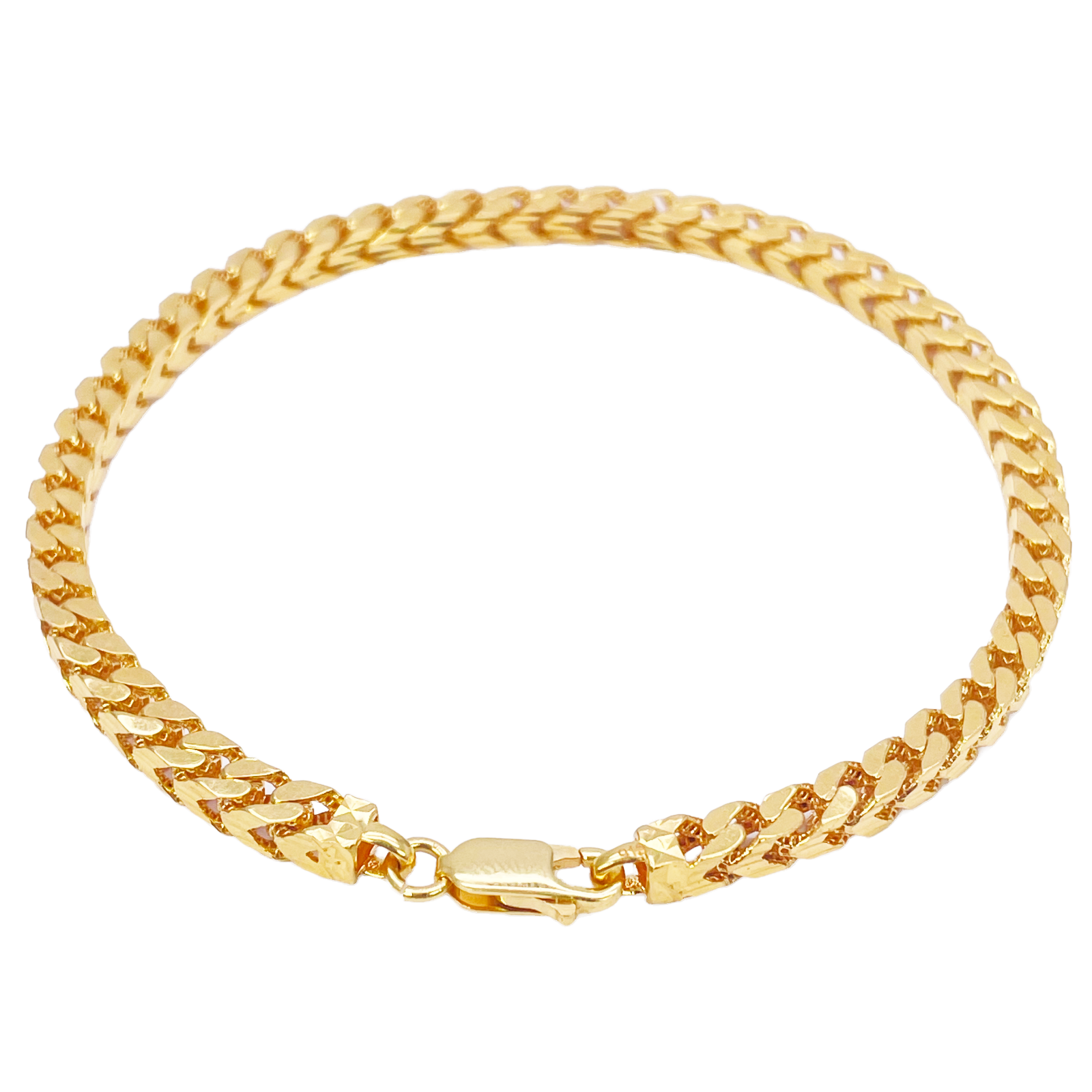 22ct Gold Bracelet Franco Diamond Cut High Polished Lightweight 8.5 Inches 