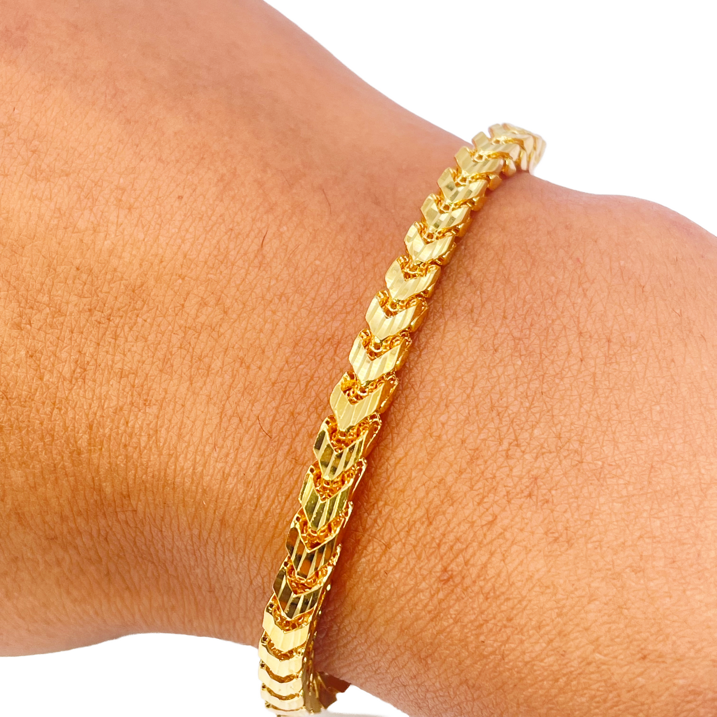 22ct Gold Bracelet Franco Diamond Cut High Polished Lightweight 8.5 Inches 