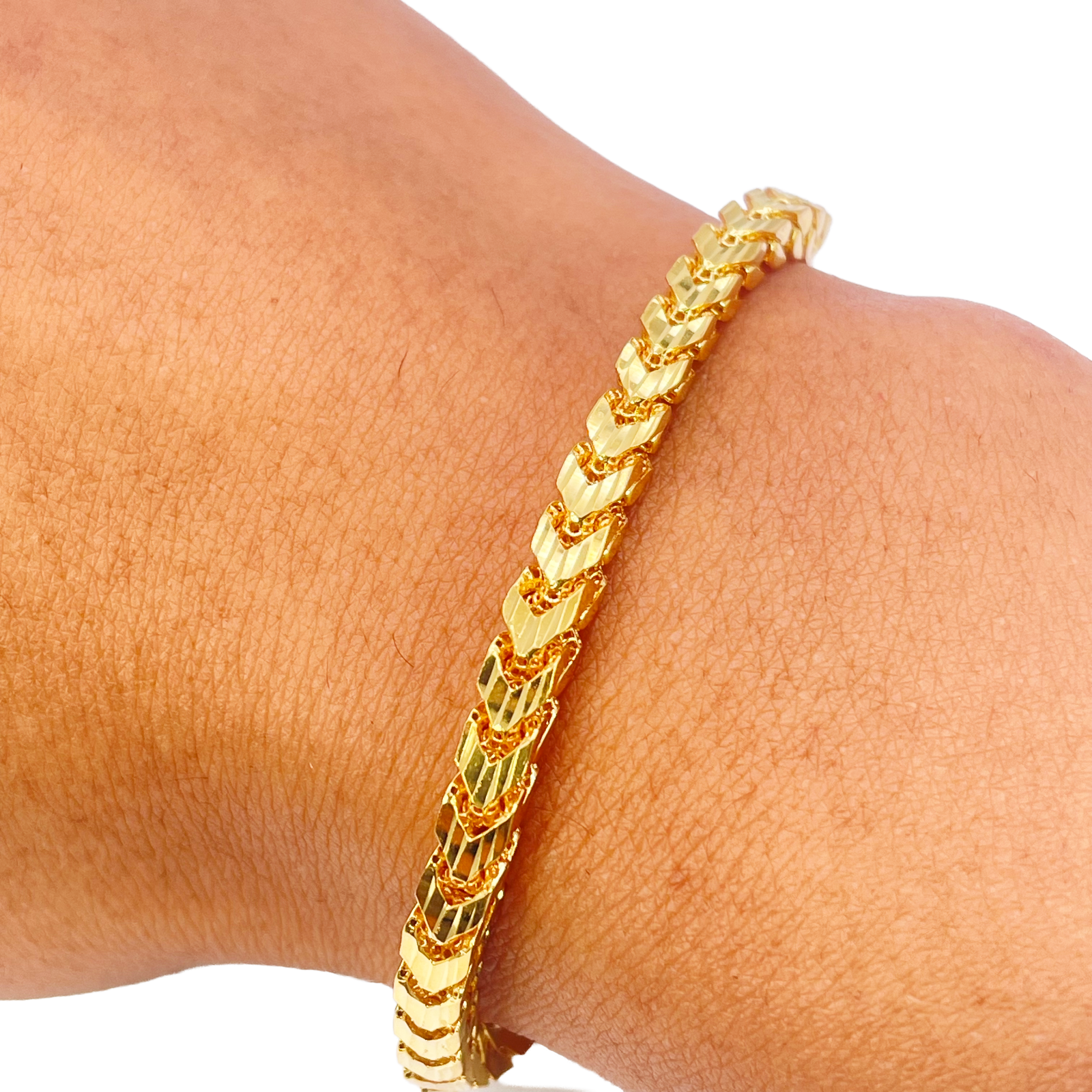 22ct Gold Bracelet Franco Diamond Cut High Polished Lightweight 8.5 Inches 
