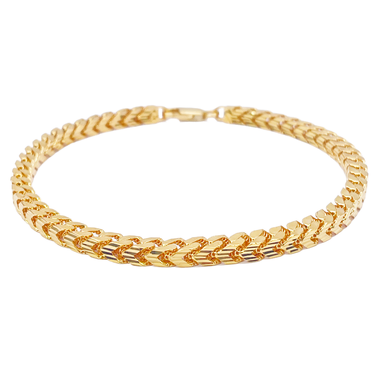 22ct Gold Bracelet Franco Diamond Cut High Polished Lightweight 8.5 Inches 