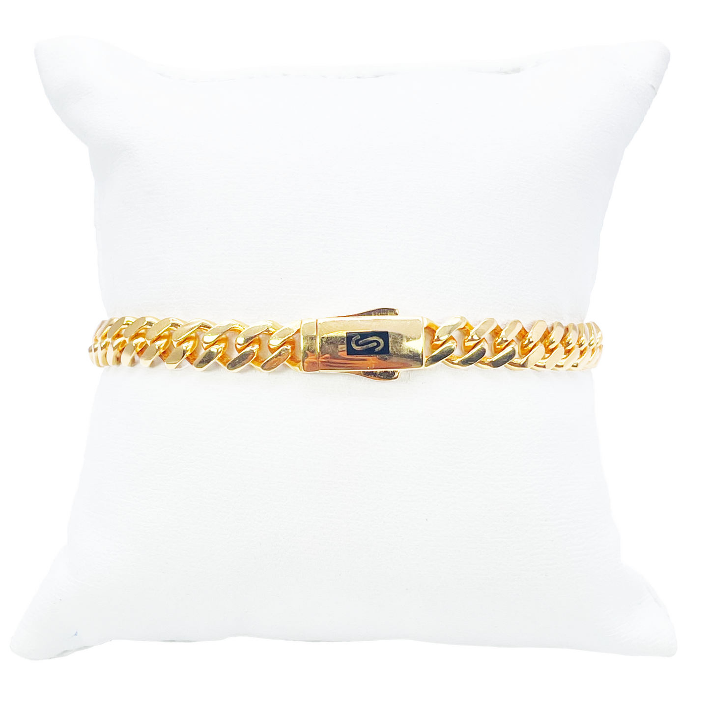22ct Gold Cuban Bracelet Curb Link Lightweight 7.5 Inches 6.8mm Wide 