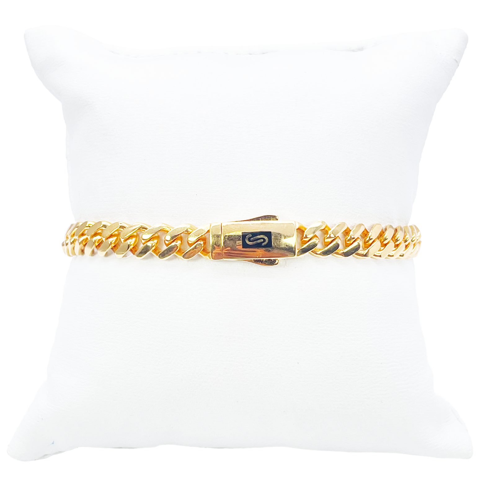 22ct Gold Cuban Bracelet Curb Link Lightweight 7.5 Inches 6.8mm Wide 