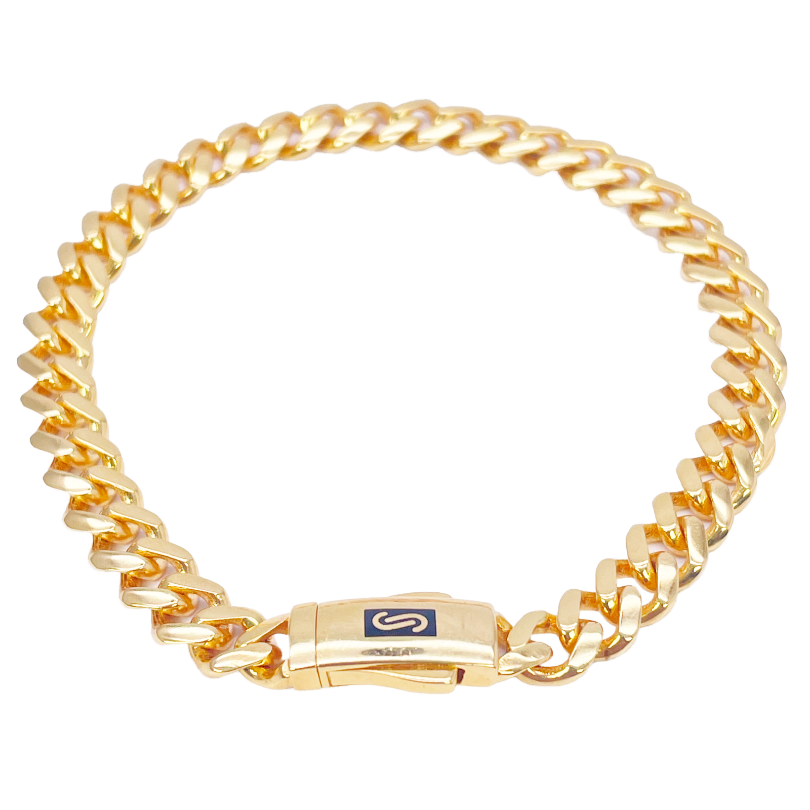 22ct Gold Cuban Bracelet Curb Link Lightweight 7.5 Inches 6.8mm Wide 