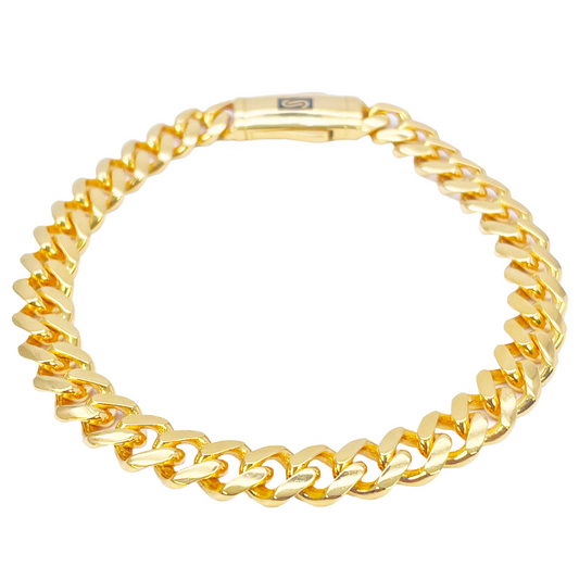 22ct Gold Cuban Bracelet Curb Link Lightweight 8 Inches 7.6mm Wide 
