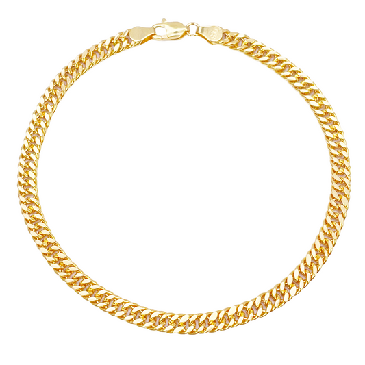 22ct Gold Curb Bracelet High Polished Lightweight 8.5 Inches 4.5mm Wide 