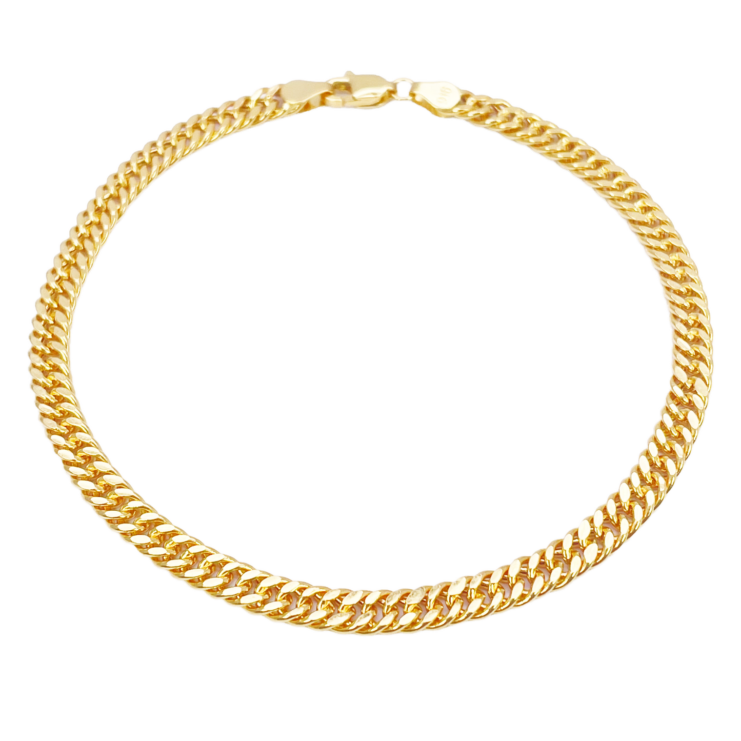 22ct Gold Curb Bracelet High Polished Lightweight 8.5 Inches 4.5mm Wide 