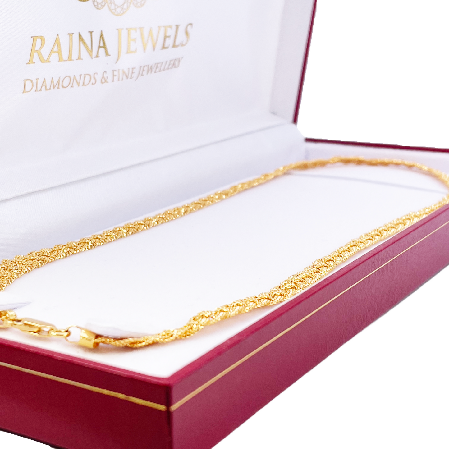 22ct Gold Braided Necklace Filigree 18.5 inches 6.5mm Width 