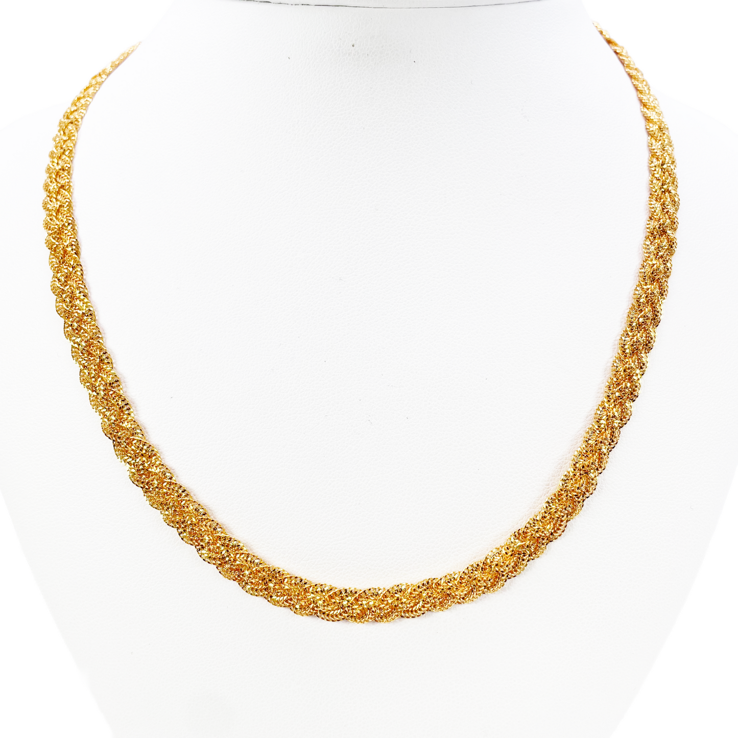 22ct Gold Braided Necklace Filigree 18.5 inches 6.5mm Width 