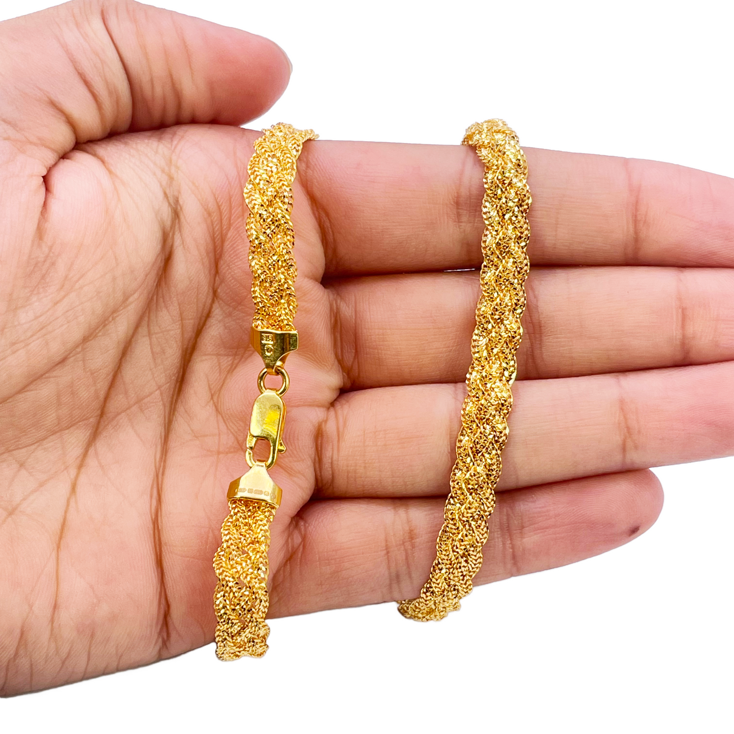 22ct Gold Braided Necklace Filigree 18.5 inches 6.5mm Width 