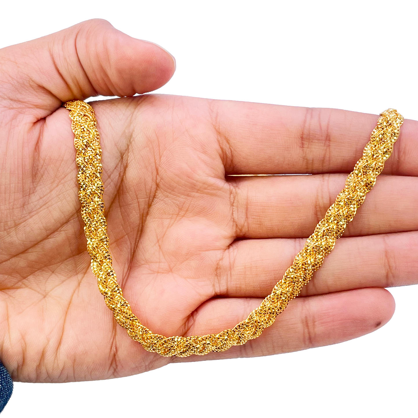 22ct Gold Braided Necklace Filigree 18.5 inches 6.5mm Width 