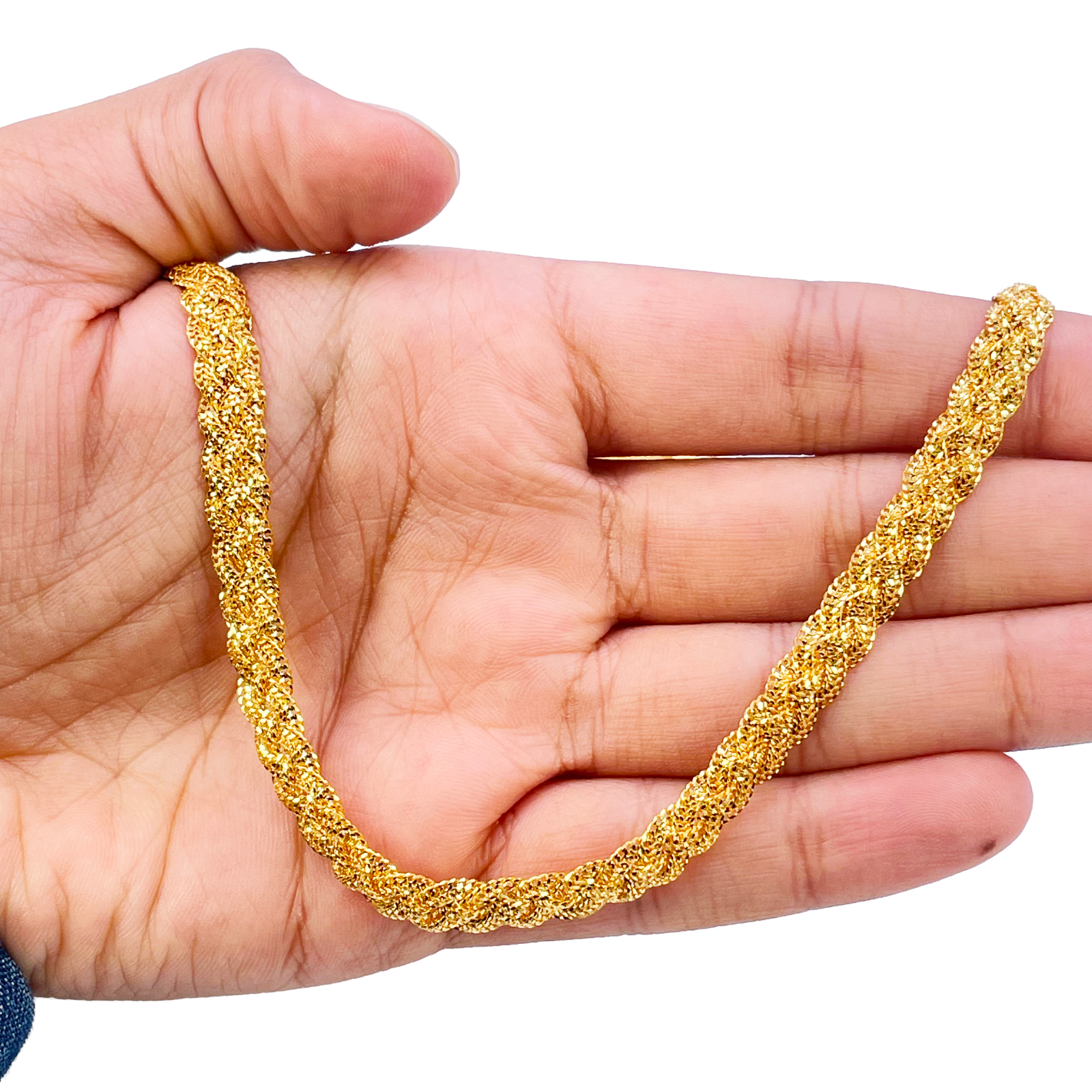 22ct Gold Braided Necklace Filigree 18.5 inches 6.5mm Width 