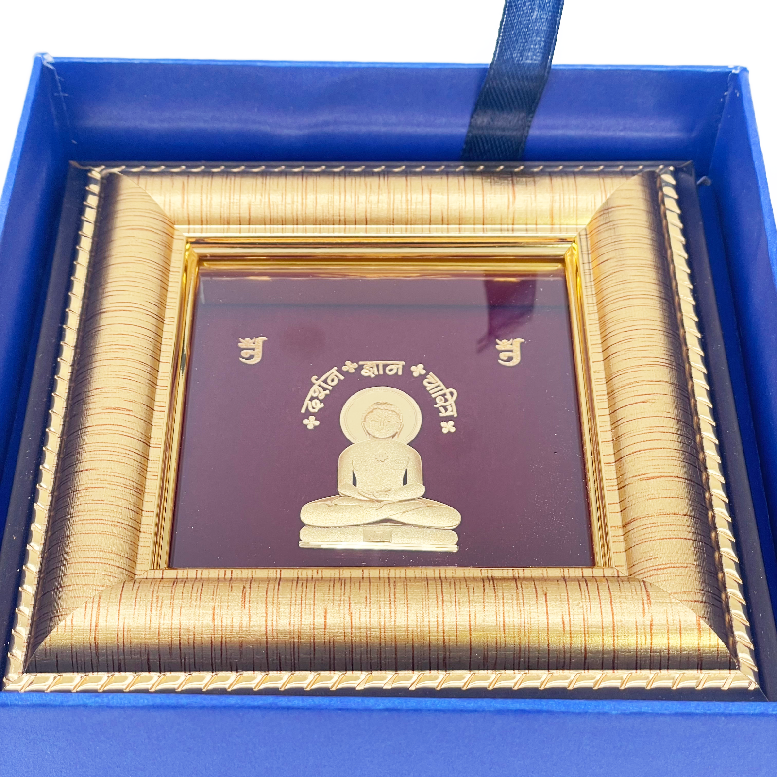 24ct Gold Mahavir Frame Pure Gold Leaf 12.7 x 12.7 cm  Diamond Bracelets