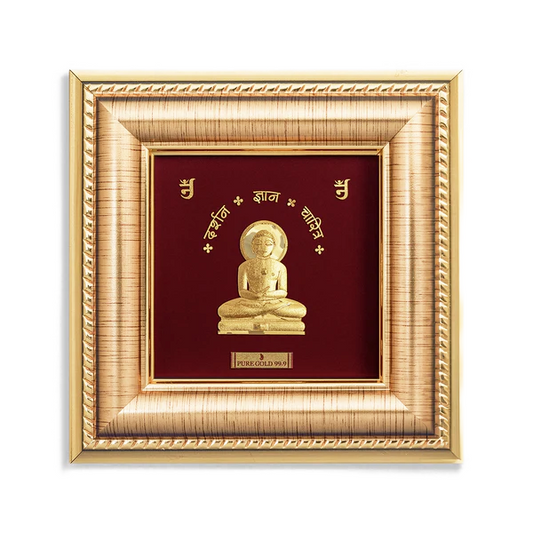 24ct Gold Mahavir Frame Pure Gold Leaf 12.7 x 12.7 cm  Diamond Bracelets