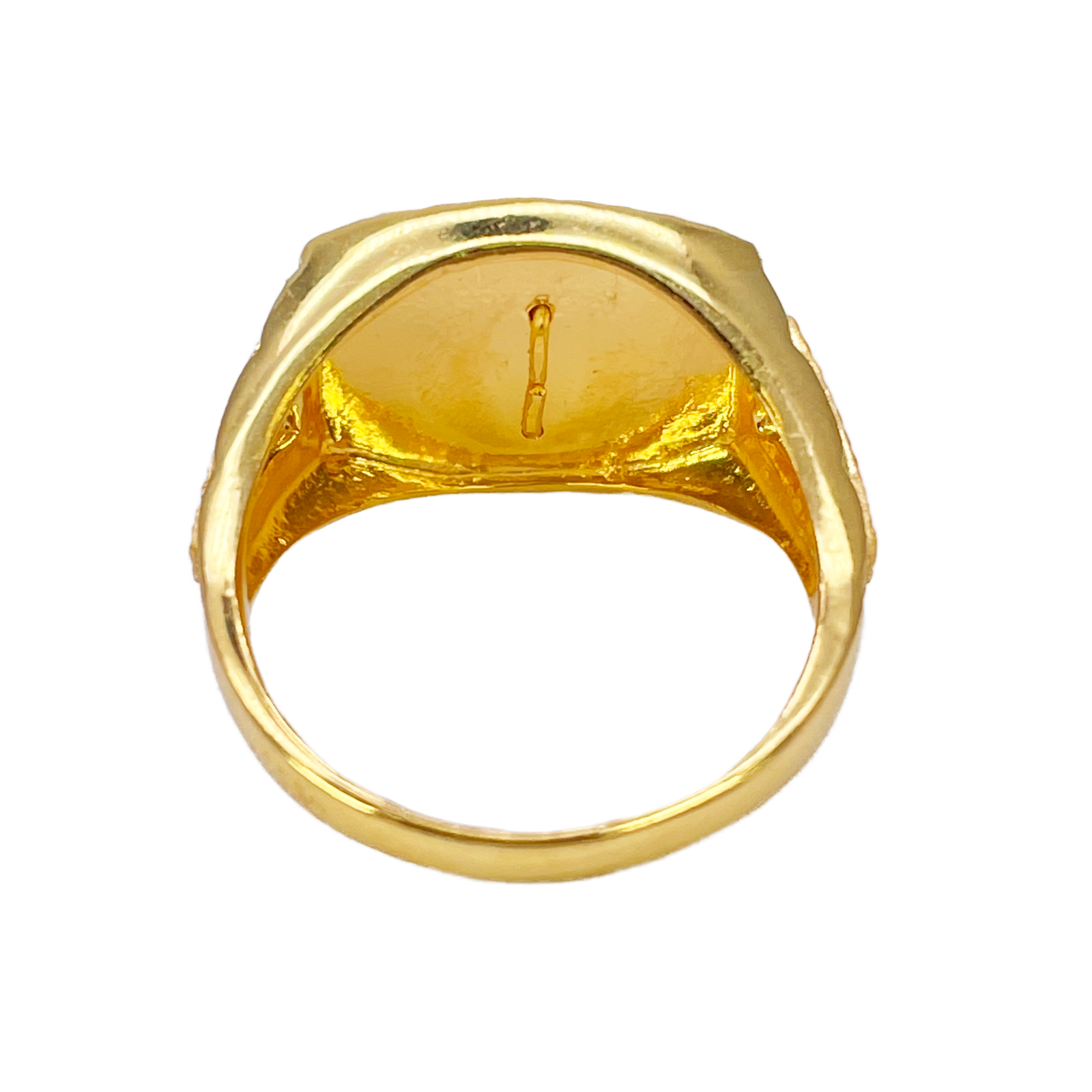 22ct Gold OM Signet Diamond Cut High Polished, Matt & Textured Mens Ring 