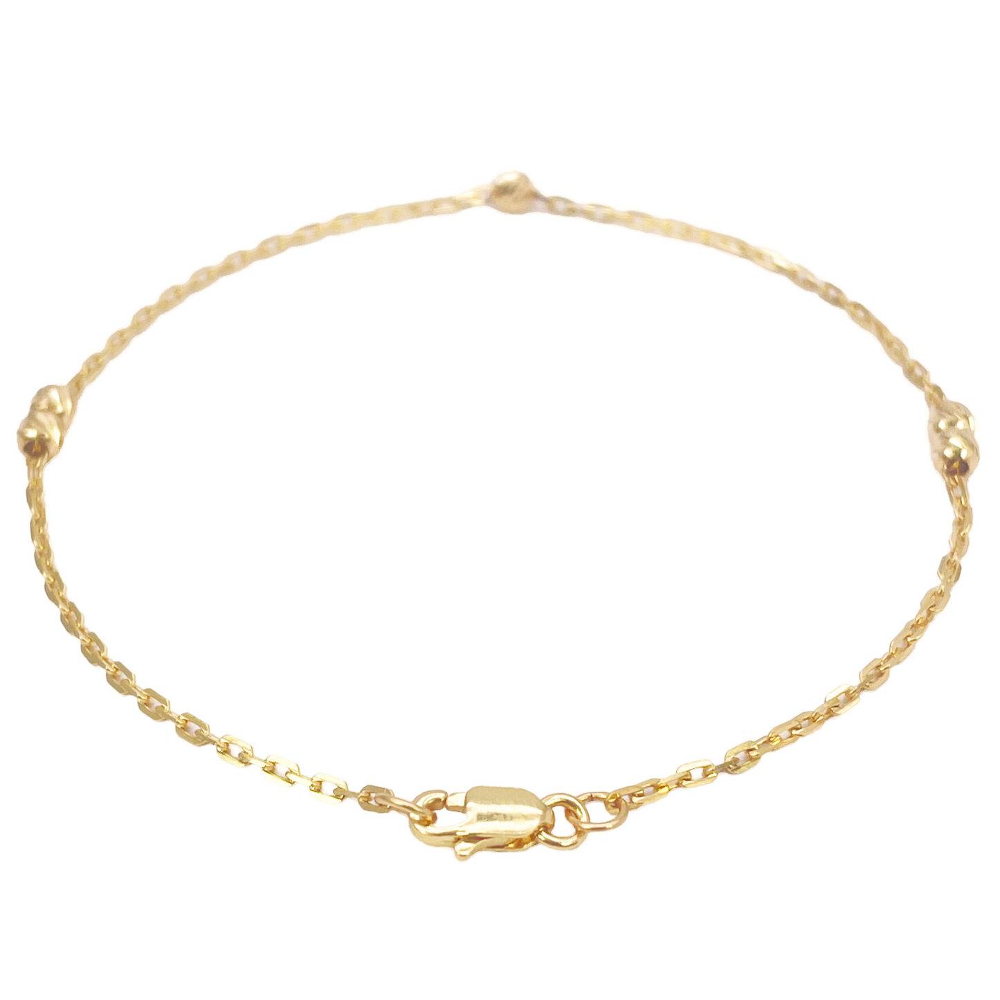 22ct Gold Beaded Bracelet Diamond Cut Cable Chain 7 Inches 2.8mm Width 