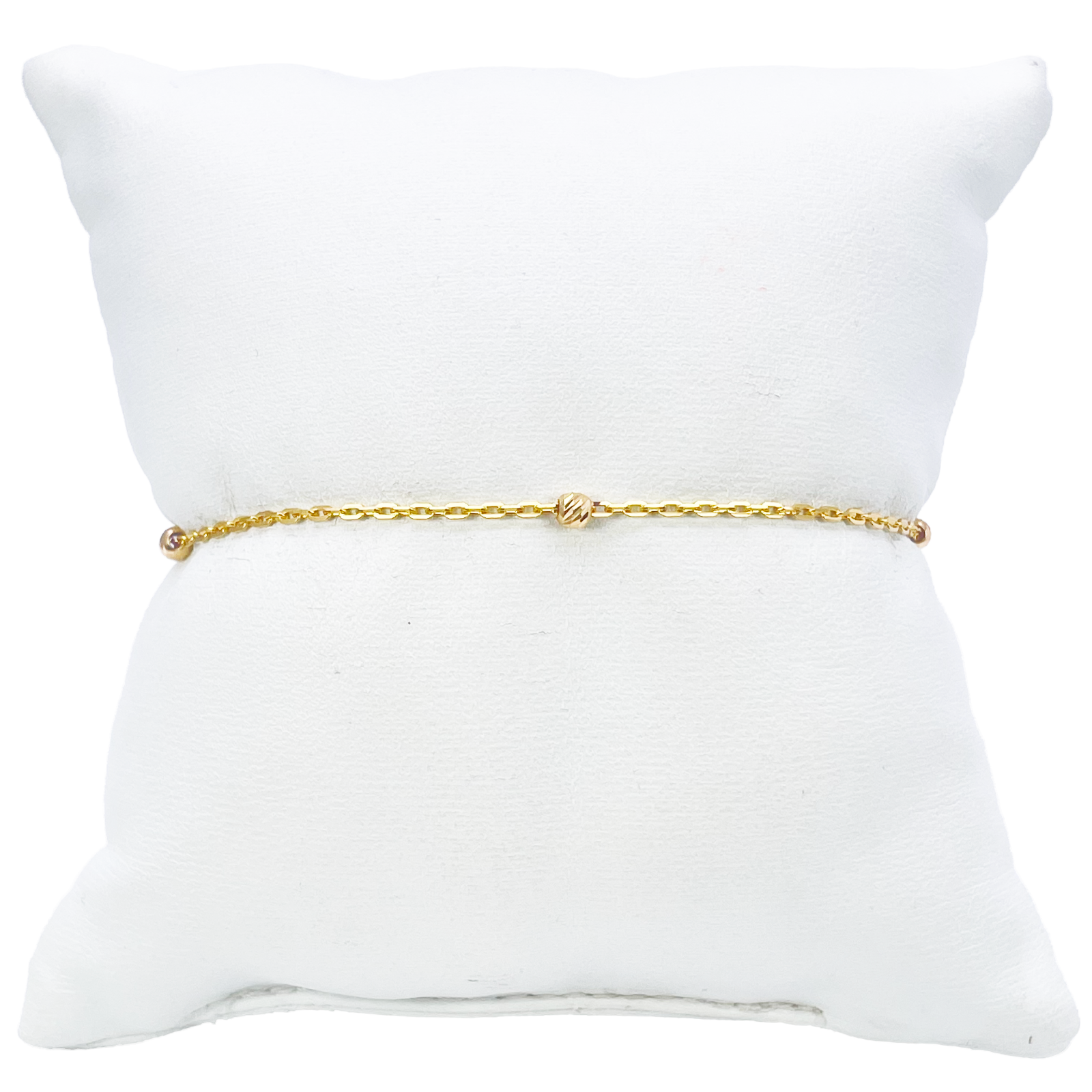 22ct Gold Beaded Bracelet Diamond Cut Cable Chain 7 Inches 2.8mm Width 