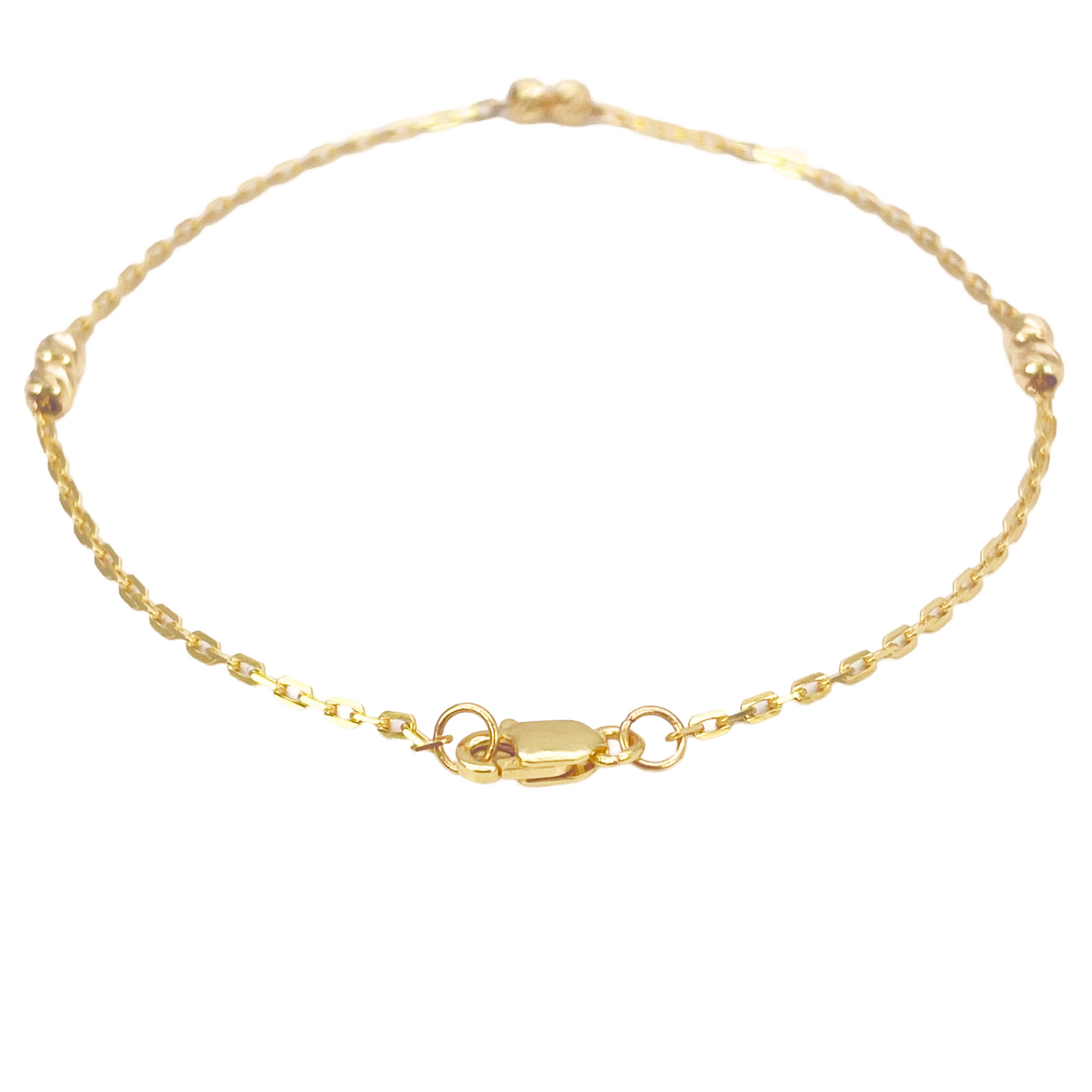 22ct Gold Beaded Bracelet Six Diamond Cut Beads Cable Chain 7 Inches 2.9mm Width 