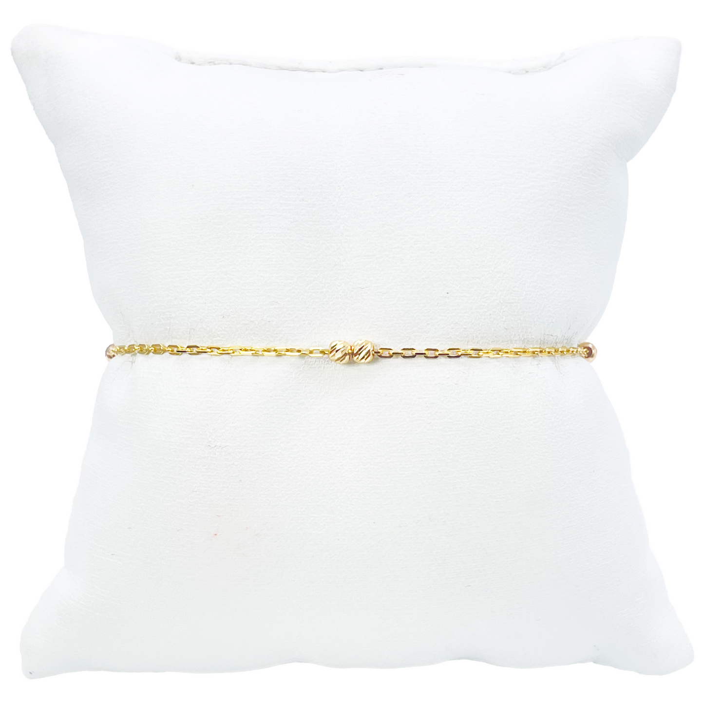 22ct Gold Beaded Bracelet Six Diamond Cut Beads Cable Chain 7 Inches 2.9mm Width 