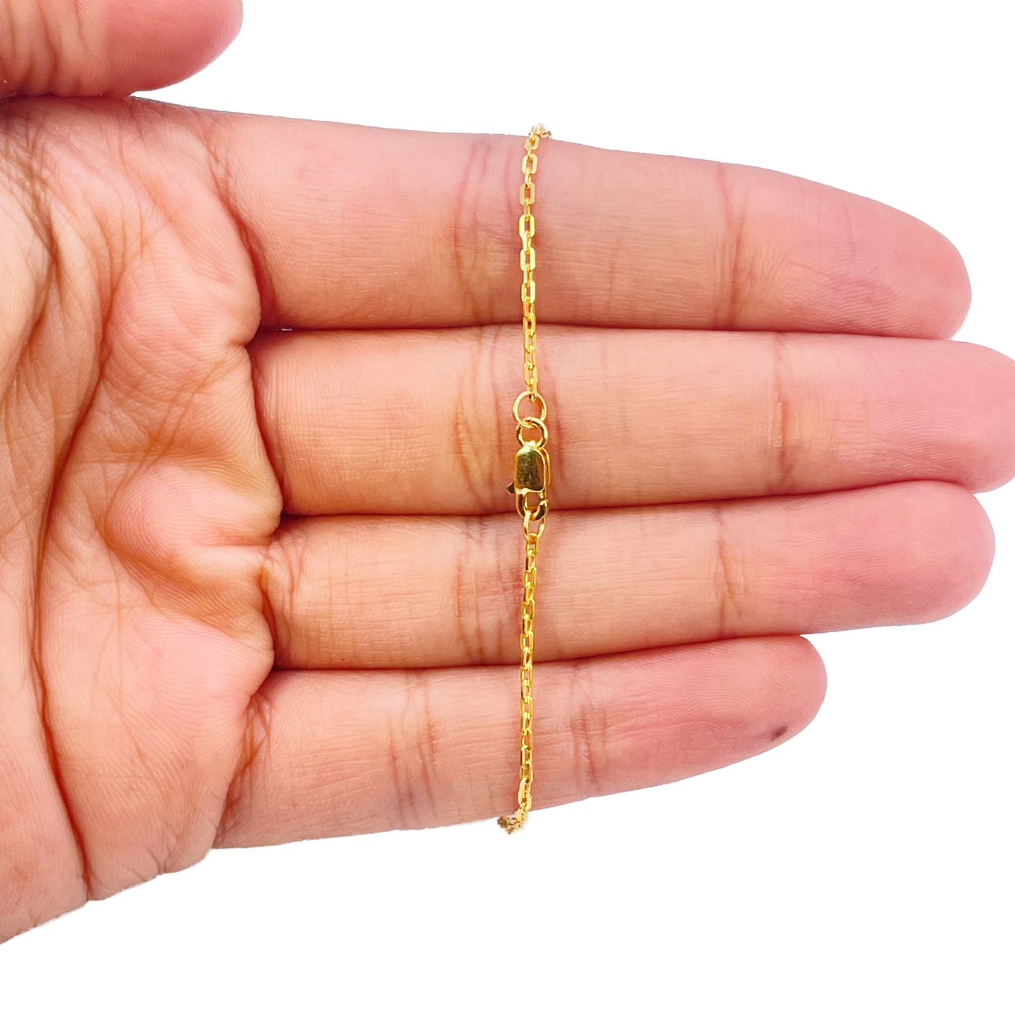 22ct Gold Beaded Bracelet Four Diamond Cut Beads Cable Chain 7 Inch 2.9mm Width 