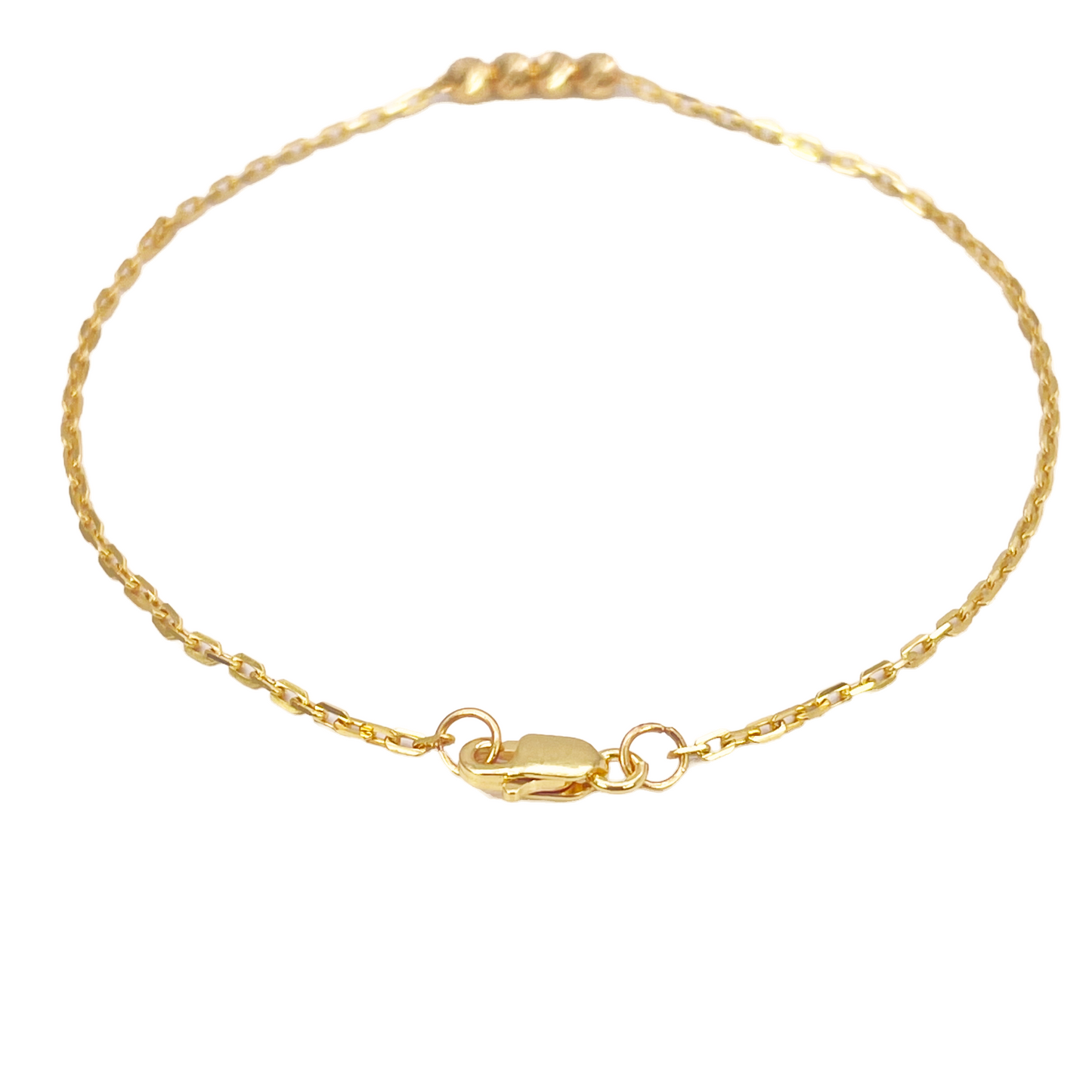 22ct Gold Beaded Bracelet Four Diamond Cut Beads Cable Chain 7 Inch 2.9mm Width 