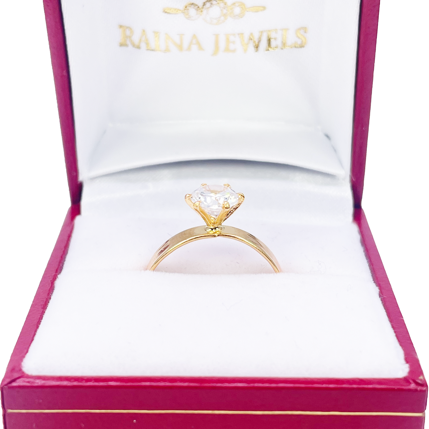 22ct Gold Cubic Zirconia Solitaire Ring 6-Claw 7mm Width 