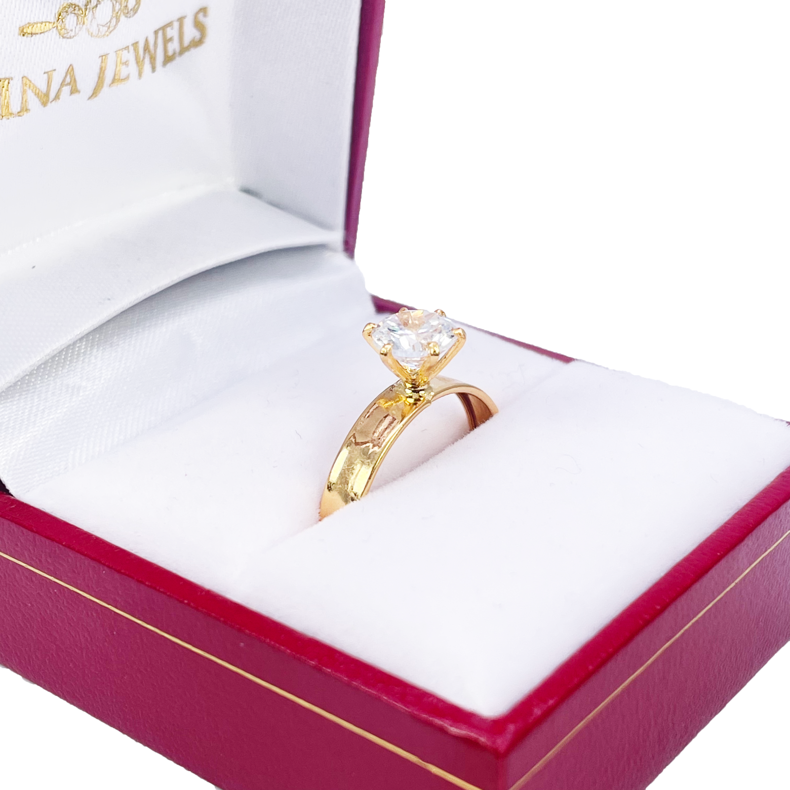 22ct Gold Cubic Zirconia Solitaire Ring 6-Claw 7mm Width 