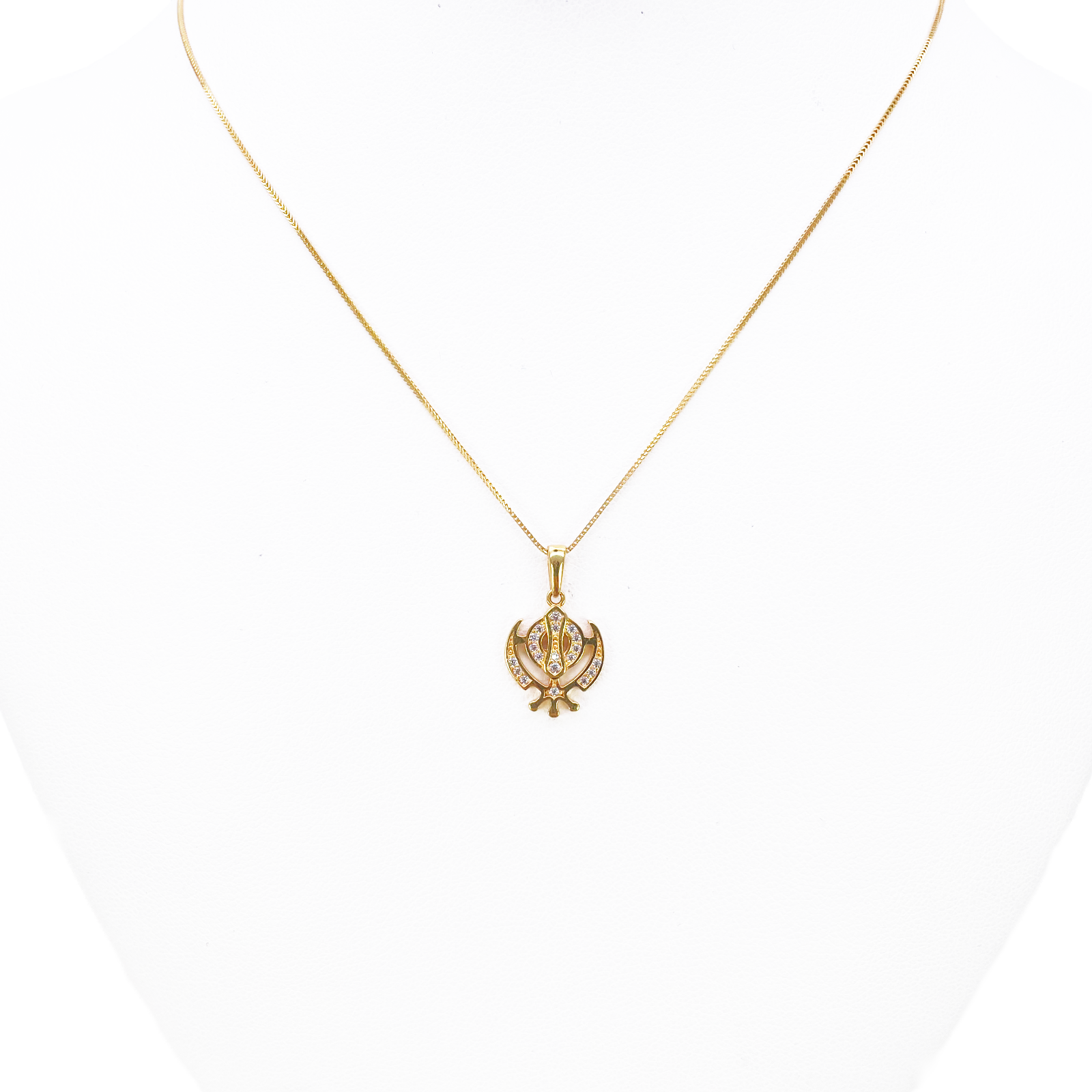22ct Gold Khanda Pendant High Polished Cubic Zirconia (14.3 x 11.1mm) 