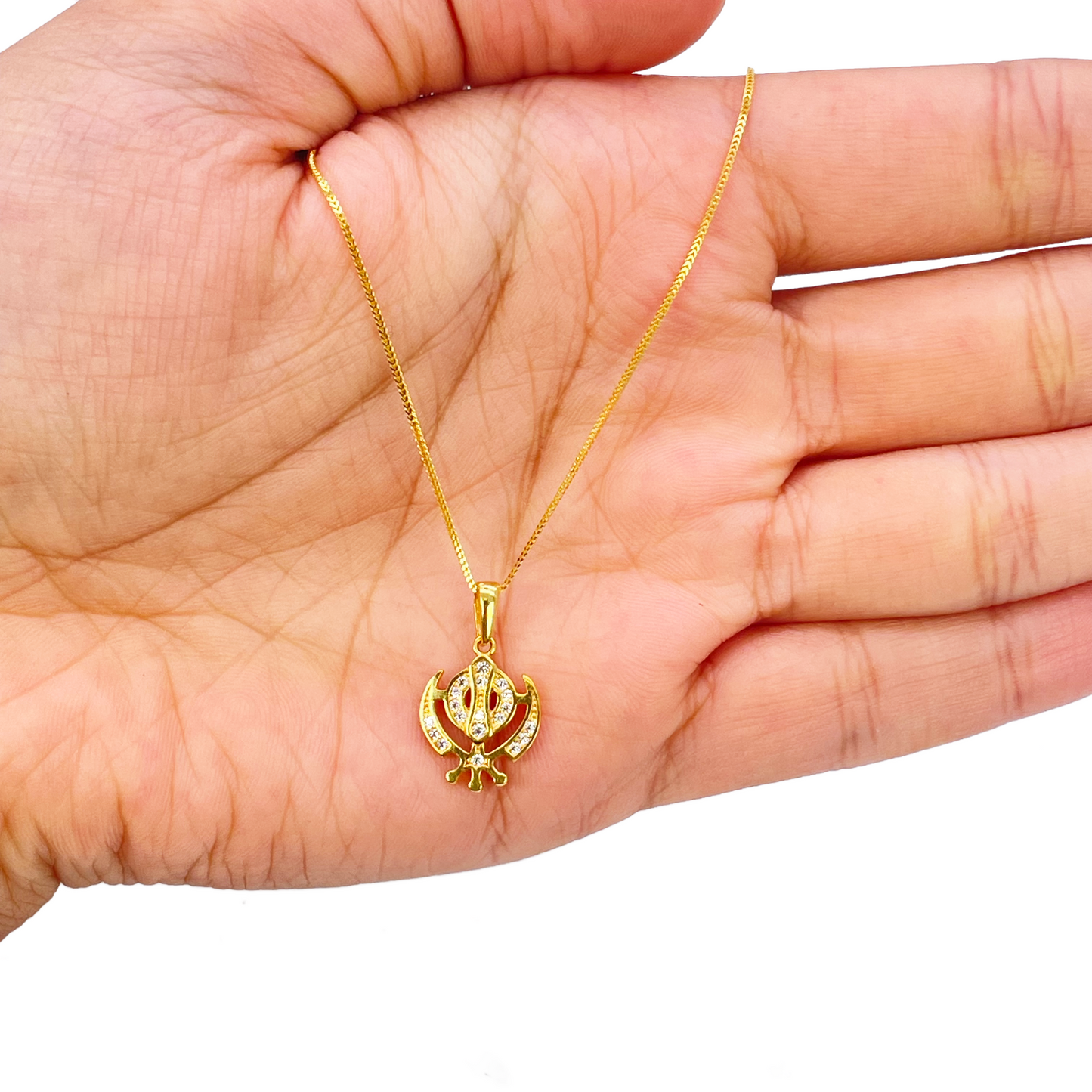 22ct Gold Khanda Pendant High Polished Cubic Zirconia (14.3 x 11.1mm) 