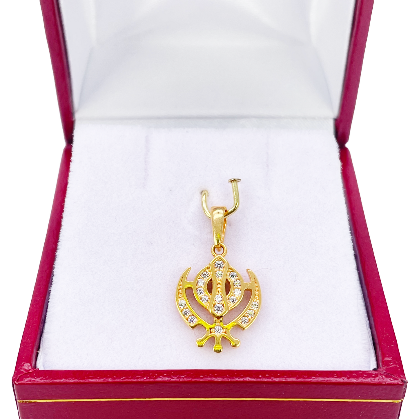 22ct Gold Khanda Pendant High Polished Cubic Zirconia (14.3 x 11.1mm) 