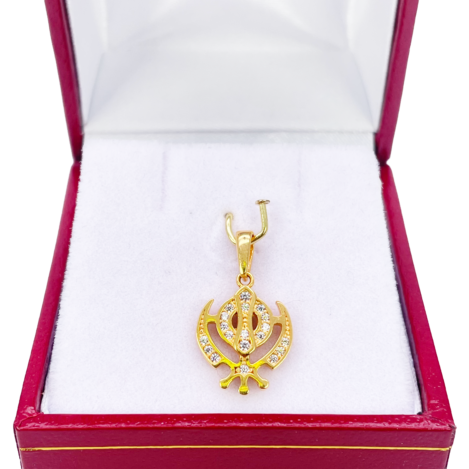 22ct Gold Khanda Pendant High Polished Cubic Zirconia (14.3 x 11.1mm) 