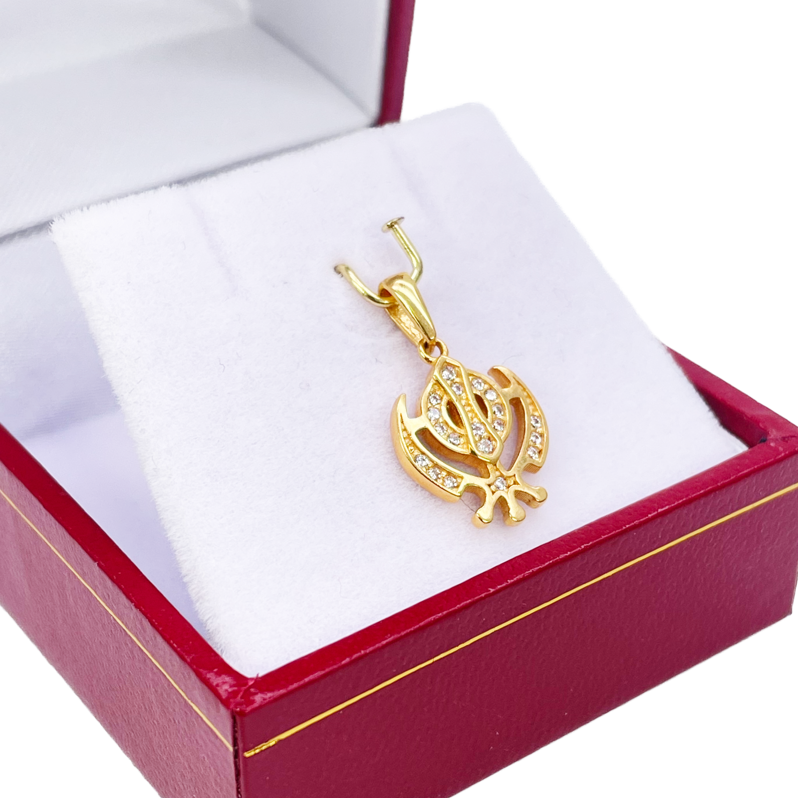 22ct Gold Khanda Pendant High Polished Cubic Zirconia (14.3 x 11.1mm) 